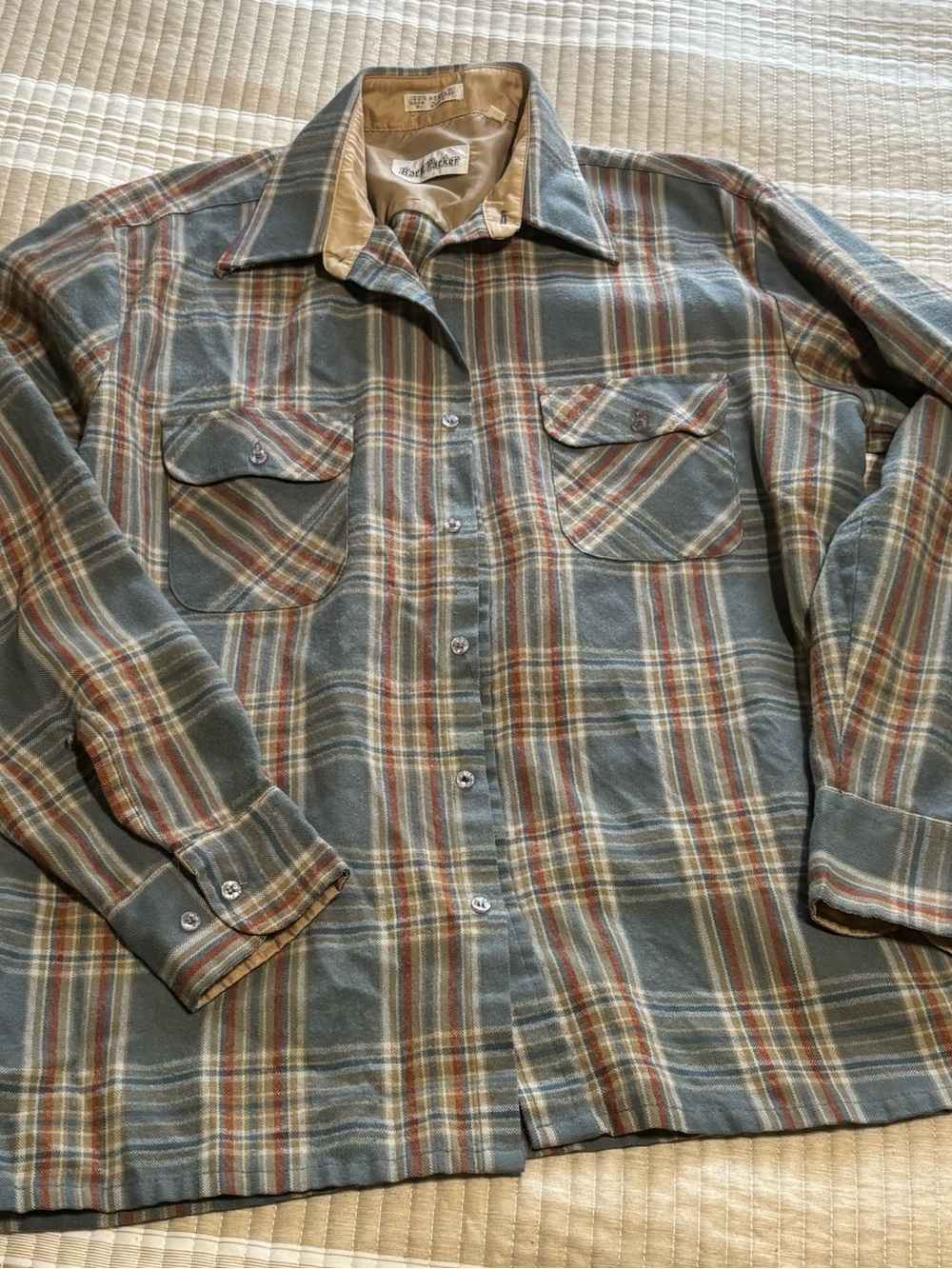 Back Packer Men's M Gray Plaid Button-Up Jacket Shirt